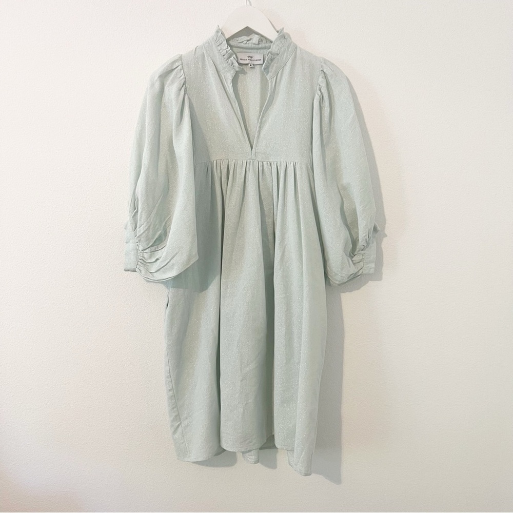 Never A Wallflower High Neck Dress Seafoam Shimmer Size Large L